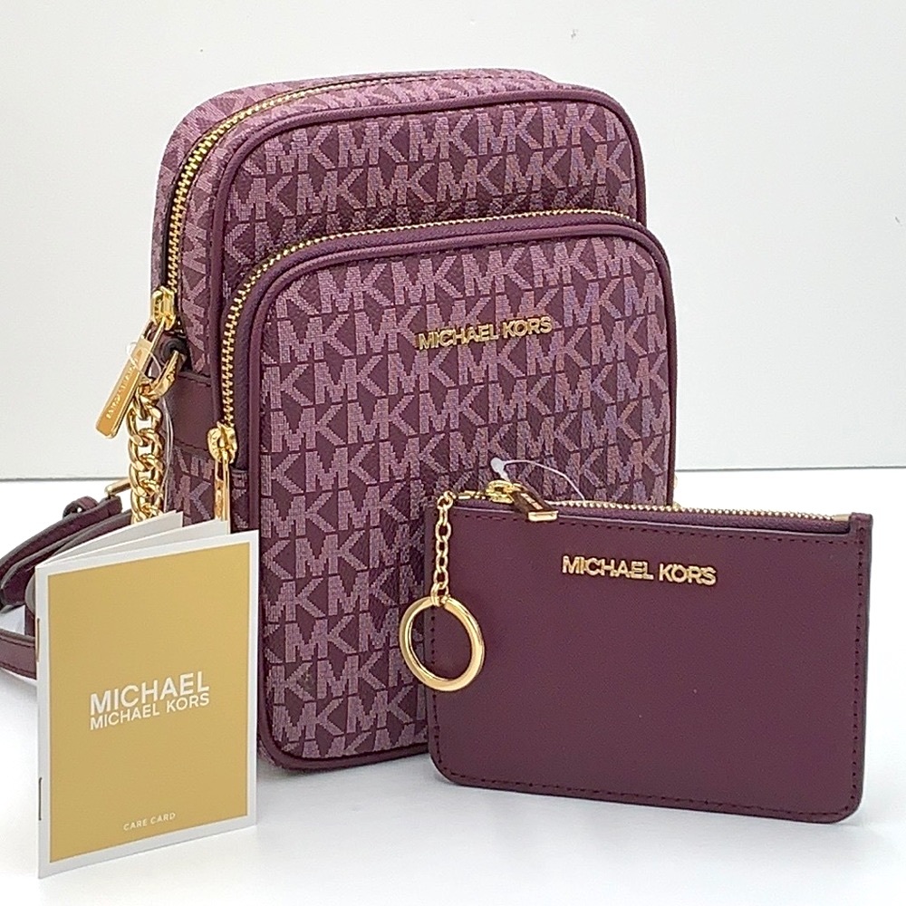 MICHAEL KORS Jet Set Travel Medium Logo Crossbody Bag & Small Coinpouch ID card - Picture 2 of 16